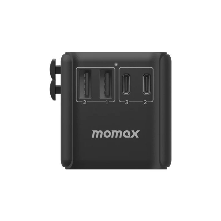 شاحن سفر 1-World PD 35W بـ 5 منافذ + AC من Momax | تيتانيوم شاحن سفر 1-World PD 35W بـ 5 منافذ + AC من Momax | تيتانيوم